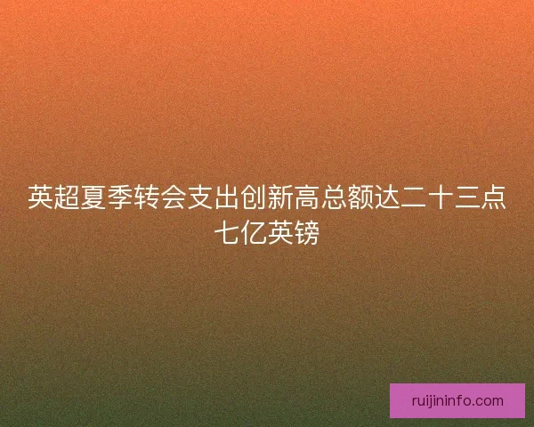英超夏季转会支出创新高总额达二十三点七亿英镑